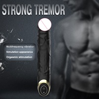 Dildo de Silicona Negro Grande de 8 Pulgadas con 10 Vibraciones, Juguete Sexual, Pene Artificial, Vibrador, Juguete Sexual para Mujeres Adultas, AV Sex