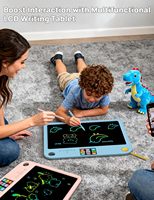 Tablette d'écriture LCD multifonctionnelle GY 4-9 Enfants Double écran 9 Thèmes d'apprentissage Chargeur Effaçable Planche à dessin Stylet supplémentaire Verrouillage