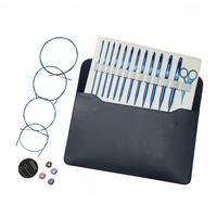 Ensemble de crochets tunisiens 12 pièces en aluminium bleu couleur unie 3.0-10.0mm Modèle A2-6 avec sac en PU pour tricot de pulls, couvertures et tissage DIY