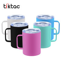 Penjualan Murah 12 Oz Tempat Termos Kopi Besi Tahan Karat Dinding Ganda Dapat Dipakai Ulang Hitam