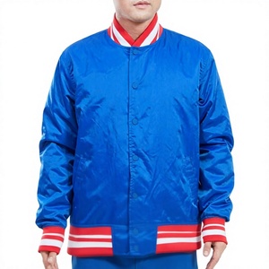 Chaqueta Varsity Azul Satinado para Hombre, Chaqueta de Béisbol con Cuello Alto, Logotipo Personalizado, Ropa Exterior Informal de Invierno - Product Image 4