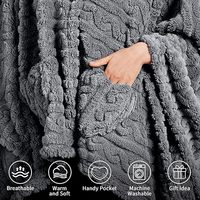 Plüsch-Schal TV-Fleece-Decke Poncho Fabrik China Winter Flauschige Tragbare Sherpa-Decke mit Taschen für Erwachsene
