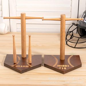 Wooden Champion <b>Ring</b> Stand Desktop Baseball Jewelry Display Rack With <b>Name</b> Engraving For Bracelet Necklace Storage - Product Image 3