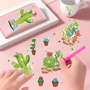 Cactus piante diamante kit di arte per adulti pittura di diamanti adesivi arte e artigianato per bambini età 4-8 8-12 5D fai da te mosaico di diamanti - Product Image 4