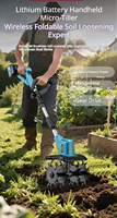 Nouvelle motobineuse agricole micro-rotative au lithium-ion, motobineuse électrique pour usage domestique, décompacteur de sol, petite motobineuse rotative bleue/jaune/rouge