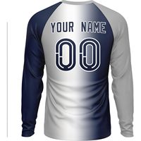 Camiseta de Béisbol Personalizada con Degradado, Manga Larga, Unisex, Absorbe la Humedad, con Nombre y Número Personalizados, Ropa Deportiva de Equipo
