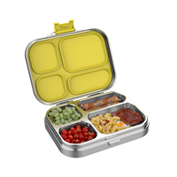 Grande boîte à lunch Bento en acier inoxydable 4 compartiments divisés Conteneur alimentaire chauffant pour adultes enfants pour bureau école Tiffin