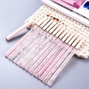 Juego de 13 Pinceles de Nailon <span class=keywords><strong>para</strong></span> Decoración de Uñas, Color Rosa Mármol, Pinceles Profesionales <span class=keywords><strong>para</strong></span> <span class=keywords><strong>Delineado</strong></span>, Degradado y Detalles - Product Image 1