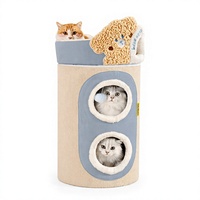 Arbre à chat multi-niveaux en sisal avec griffoir, maison pour chat, nid amovible, mobilier d'hiver pour animaux de compagnie