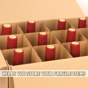 Boîtes de <span class=keywords><strong>déménagement</strong></span> recyclables avec séparateurs en carton <span class=keywords><strong>pour</strong></span> l'emballage de verrerie à vin et de <span class=keywords><strong>vaisselle</strong></span>, gaufrage et pelliculage mat, couleur et taille personnalisées - Product Image 6