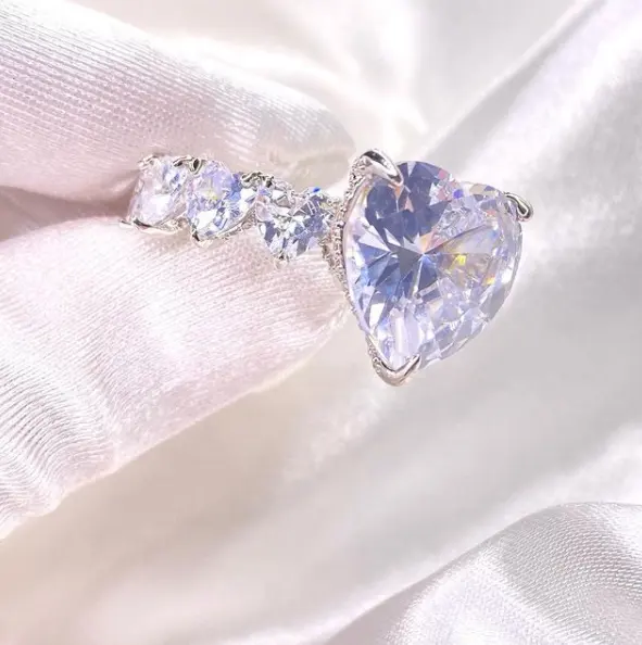Anéis de prata esterlina 2021, mais vendidos, luxo, princesa gelada, coração, brilhante, coberto, aliança de casamento, noivado, 925