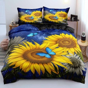 Parure de lit en microfibre brossée à motifs floraux, impression numérique 3D, dessin animé, style nordique, blanc, dropshipping, OEM personnalisé - Product Image 3