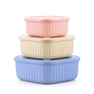 Juego de Recipientes para Almacenamiento de Alimentos, Cuadrados, Apilables, con Tapas de Plástico PP, Libres de BPA, Aptos para Microondas, Refrigerador, Viajes, Cocina, Diseño Minimalista - Product Image 1