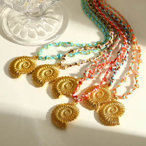 Collar con Colgante de Concha Estilo Océano en Acero Inoxidable 304 Chapado en Oro de 18K para Mujer, Cadena de Cuerda Pura, Joyería Moderna - Product Image 3