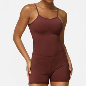 Conjunto de pantalones cortos de traje de yoga enderezados, top de fitness de una pieza de estilo desnudo, gama alta de una pieza - Product Image 4