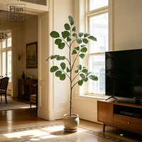 Ranting Daun Fiddle Leaf Fig Buatan 6 kaki, Daun Berumbai, untuk Dekorasi Vas Rumah, Pernikahan, Thanksgiving, Natal