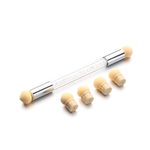 Lot de 4 stylos à double embout pour nail art, manche diamant blanc, pinceau éponge fin 0.03 pour peinture gel et manucure - Product Image 2