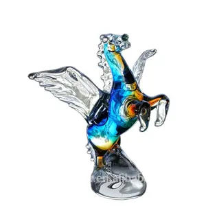 Commercio all'ingrosso di vetro soffiato a mano di pegasus di vetro cavallo figurine per la decorazione domestica