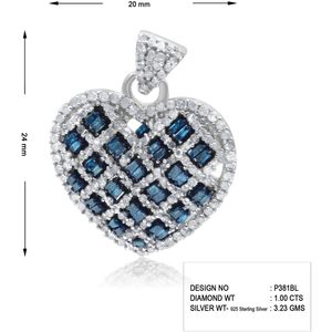 Colgante de corazón Ornaatis de 1.00 quilates con diamantes de corte redondo y baguette, joyería de boda para mujer de plata de ley - Product Image 5