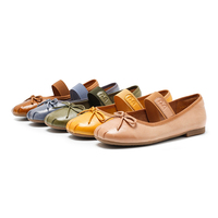 Ballerines en cuir véritable vintage couleur macaron pour femmes, avec semelle en caoutchouc, légères et confortables