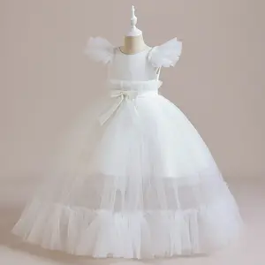 Children Girl Clothing Kids White Graduation Girls Dress With Floral Organza Vendor Designers Summer Custom Wholesale Big Kids