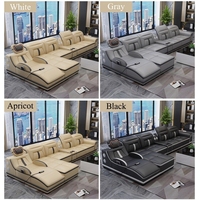 Ensemble de canapés sectionnels en cuir intelligents de luxe moderne avec haut-parleur Bluetooth, fonction de massage et charge USB pour salon