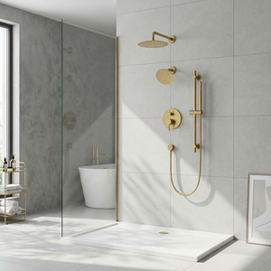 Système <span class=keywords><strong>de</strong></span> douche encastré moderne doré avec robinet en céramique, mitigeur mural 3 fonctions et pommeau <span class=keywords><strong>de</strong></span> douche pluie et massage <span class=keywords><strong>de</strong></span> 10 pouces - Product Image 6