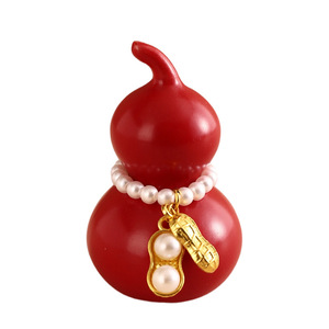 Adorno giratorio de cerámica con forma de calabaza, decoración de escritorio en miniatura para la buena fortuna, consola central del coche, atrae la riqueza - Product Image 3