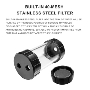 OCOCOOO D60-N10 Réservoir de 60 mm avec filtre en acier inoxydable 40 mailles intégré, bouchon d'extrémité amovible, filetage G1/4 pour système de refroidissement liquide PC et boucle de serveur IA - Product Image 1