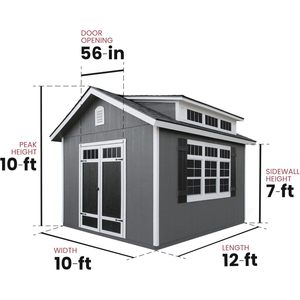 โรงเก็บของไม้ Windemere ขนาด 10x12 ฟุต พร้อมพื้น ยี่ห้อ Handy Home Products สไตล์คลาสสิก โครงไม้หุ้มไวนิล - Product Image 6