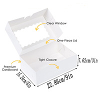 Boîtes à pâtisserie avec fenêtre transparente festonnée, 9"X6"X3", boîtes à biscuits, boîtes à friandises auto-ouvrantes pour tartes, muffins, beignets et pâtisseries