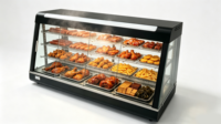 Vitrine chauffante électrique commerciale à 3 niveaux pour snacks, hauteur réglable, prix usine