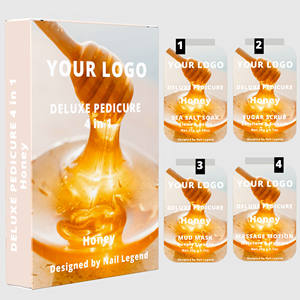 Nail Legend 4 1 Deluxe Vegan Pedicure <span class=keywords><strong>Kit</strong></span> Box Spa Professional Salt Soak Sugar Scrub Mud Mask Masaje Movimiento Honey Scents para - Product Image 2