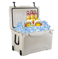 Glacière portable rotomoulée de 75 L avec roues, isotherme en LLDPE, pour la pêche, le camping et le transport de fruits de mer