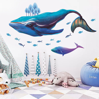 Pegatinas de pared de organismos del mundo marino, papel tapiz extraíble a prueba de agua para sala de estar, habitación de niños, fondo del hogar, decoración de pared mural