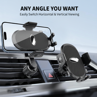 Penyangga Ponsel Mobil B410 dengan Pengait Logam Stabil, Lengan Fleksibel Putar 360 Derajat, Klip Ventilasi Udara, Tinggi Dapat Disesuaikan, Pengoperasian Satu Tangan