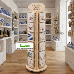 Exhibidor Giratorio de Madera Resistente VINO para Piso, de 6 Niveles, Doble Cara, Vertical, para Tarjetas de Felicitación, para Tiendas Minoristas - Product Image 2