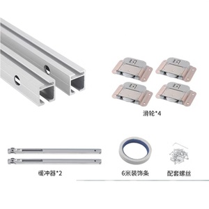 ระบบประตูบานเลื่อนแบบพับเก็บได้ สำหรับใช้งานภายนอกอาคาร ห้างสรรพสินค้า ห้องครัว ห้องรับประทานอาหาร รางเหล็กแผ่นรีดเย็น พร้อมลูกล้อและอุปกรณ์เสริม รับน้ำหนักได้ 21-30 กก. ติดตั้งง่าย - Product Image 6