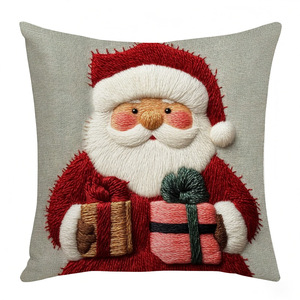 Short Plush Cartoon Snowman Print <b>Pillowcase</b> Christmas Decoration Sofa Living Room Cushion - Product Image 4