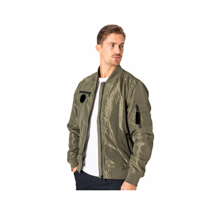 Blousons bombardiers coupe-vent à manches côtelées, respirantes et réversibles pour hommes, vert olive, satin, polyester, col montant, options multicolores - Product Image 1