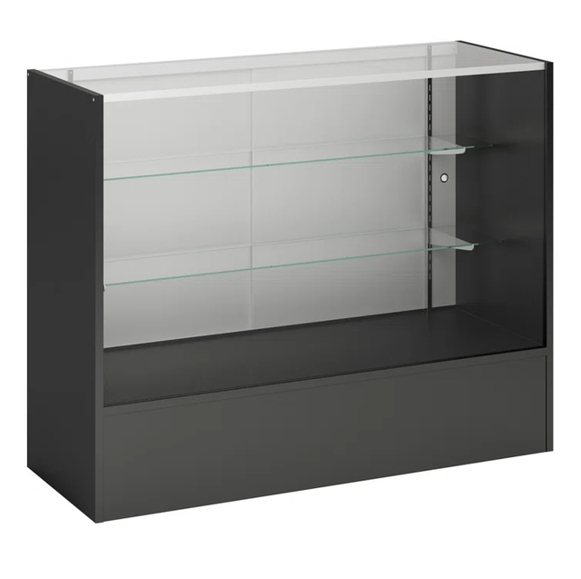 Customized Size Three Layer Full Vision Retail Display Showcase PB Wood Board Glass Shelves Multi-Functional Service Counter CE