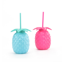 1500ml personnalisé jus 600ml en plastique fruits bulle thé réutilisable en vrac potable ananas forme paille tasses avec paille