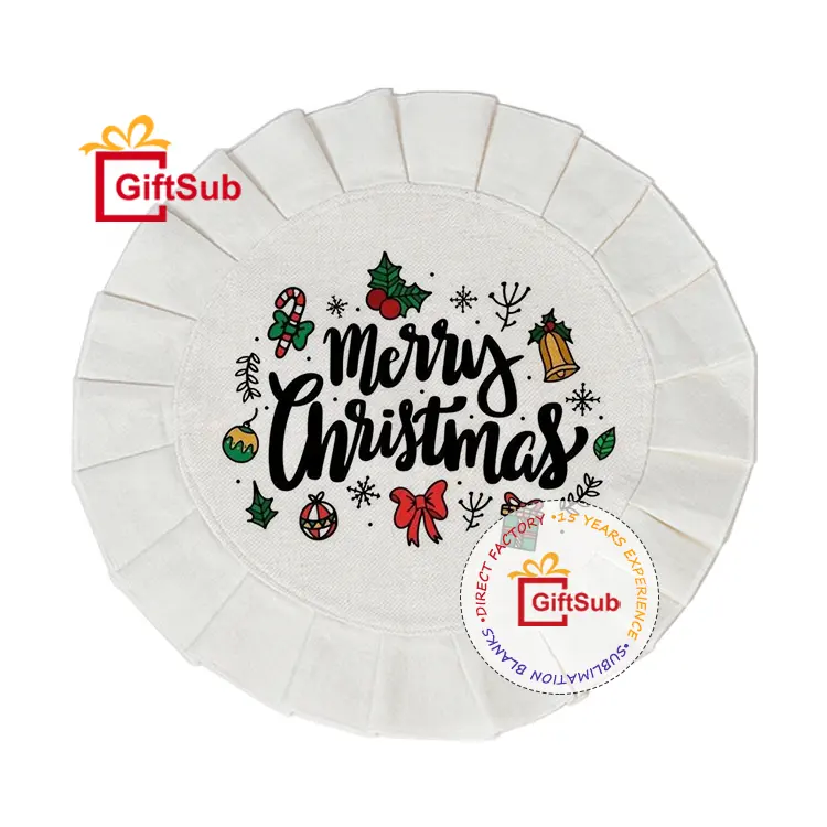 41cm Place Mats Polyester Beige Round Shape Placemats Wholesale Blank Sublimation Linen Placemat For Dining Table