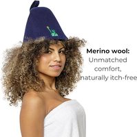 Chapeau de sauna en feutre de laine marine personnalisé avec logo brodé Statue de la Liberté, forme cloche, unisexe, pour hammam et sauna