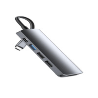 Hub USB de Supervelocidad USB-C de 3 Puertos, Adaptador 5 en 1 para Computadora Portátil y Teléfono Móvil, Hub USB 4K 30Hz