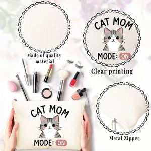 Trousse de maquillage Cat Mom pour maman, filles, amies, cadeaux idéaux pour les voyages, anniversaires, sac de rangement pour articles de toilette, sac cadeau pour femmes - Product Image 5