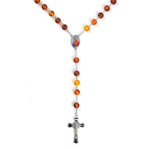 16 millimetri Perle Acrilico Ambra Traversa Della Lega Cattolicesimo Muro Religiosa Rosario - Product Image 4