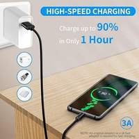 Kabel USB-C Pengisian Cepat & Sinkronisasi Data 3A, Kabel Tipe-C Anti-Lepas yang Aman untuk Ponsel & Tablet