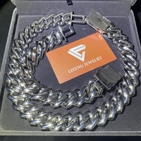 Collier en moissanite VVS personnalisé Lifeng de 24 mm, chaîne cubaine Miami en argent 925 avec diamants pour hommes, chaîne à maillons cubains