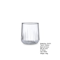Verre à eau rayé 340 ml en verre haut de gamme, transparence cristalline, éclat élégant pour sublimer les boissons – Idéal pour hôtels, mariages, bars